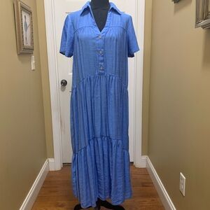 Umgee Blue Tiered Maxi Dress